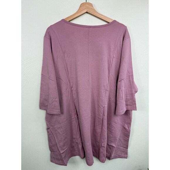 D & Co. Essentials Womens Green Pink 2 Pack Cotton Blend Tops Size 3X Spring NWT - Picture 3 of 9